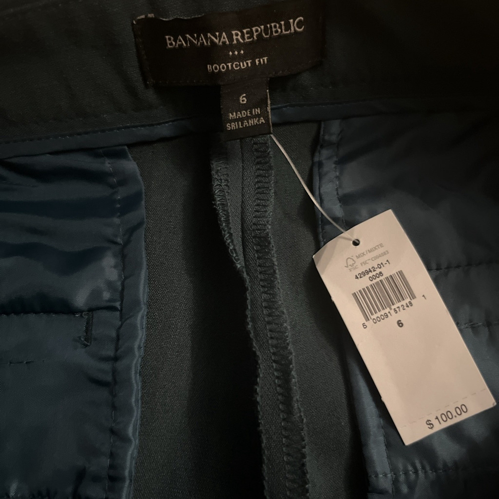 New Banana Republic Blue High Rise Stretch Bootcut Pants 32” Size 6 Pleated NWT - Picture 7 of 10